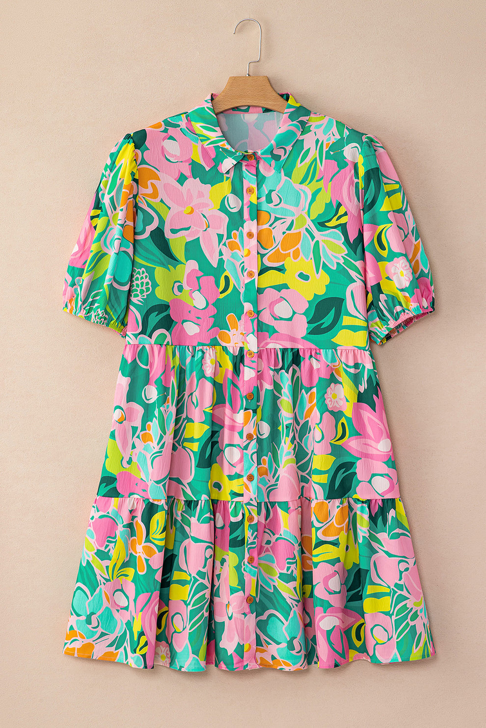 Paloma - Jurk Met Bloemen En Pofmouwen