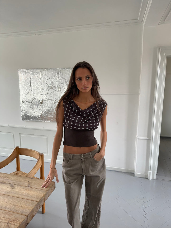 Paziah Top met Stippen | Dames Top met Losse Pasvorm en Geribde Onderzijde