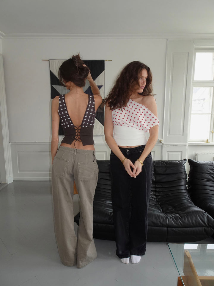 Paziah Top met Stippen | Dames Top met Losse Pasvorm en Geribde Onderzijde