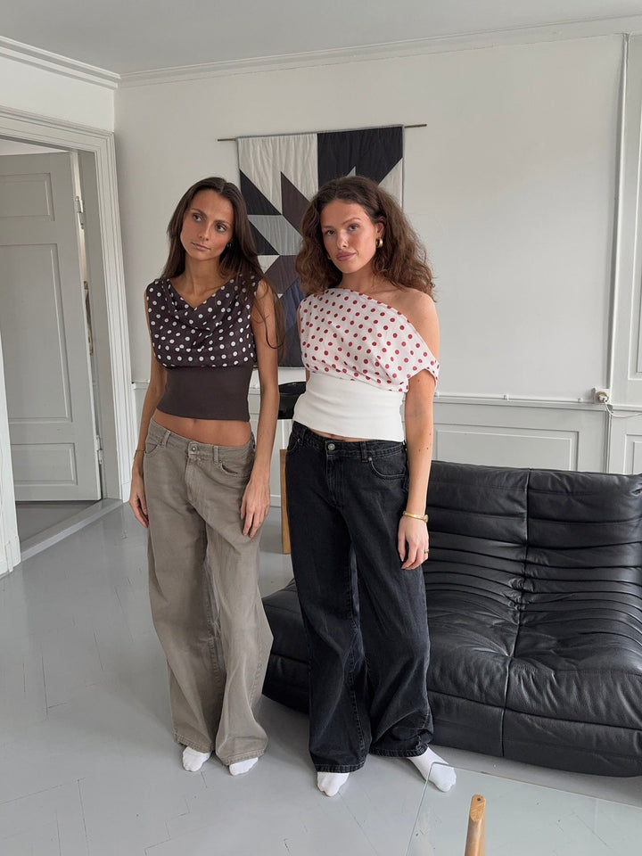 Paziah Top met Stippen | Dames Top met Losse Pasvorm en Geribde Onderzijde