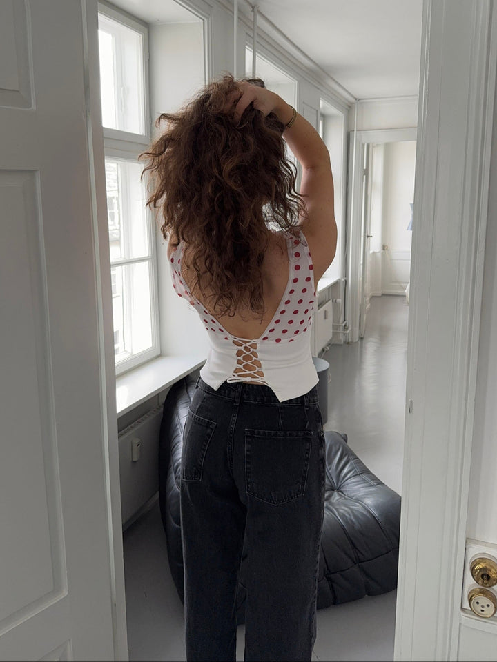 Paziah Top met Stippen | Dames Top met Losse Pasvorm en Geribde Onderzijde