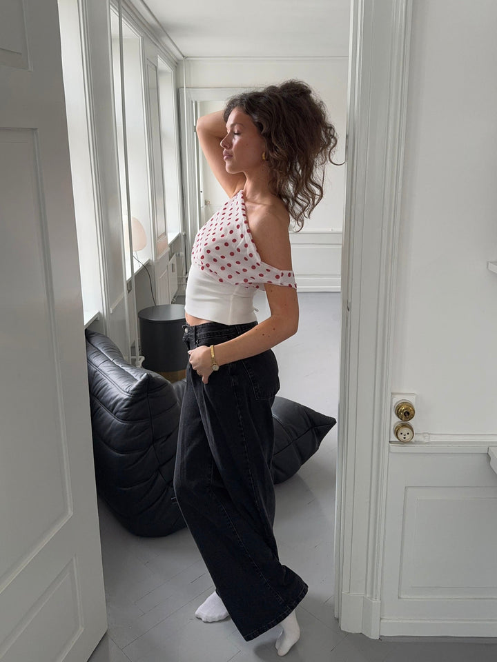 Paziah Top met Stippen | Dames Top met Losse Pasvorm en Geribde Onderzijde