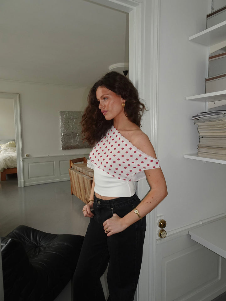 Paziah Top met Stippen | Dames Top met Losse Pasvorm en Geribde Onderzijde