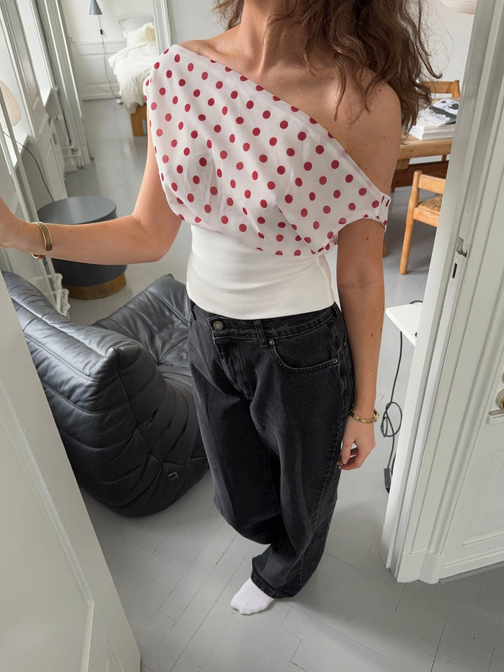 Paziah Top met Stippen | Dames Top met Losse Pasvorm en Geribde Onderzijde