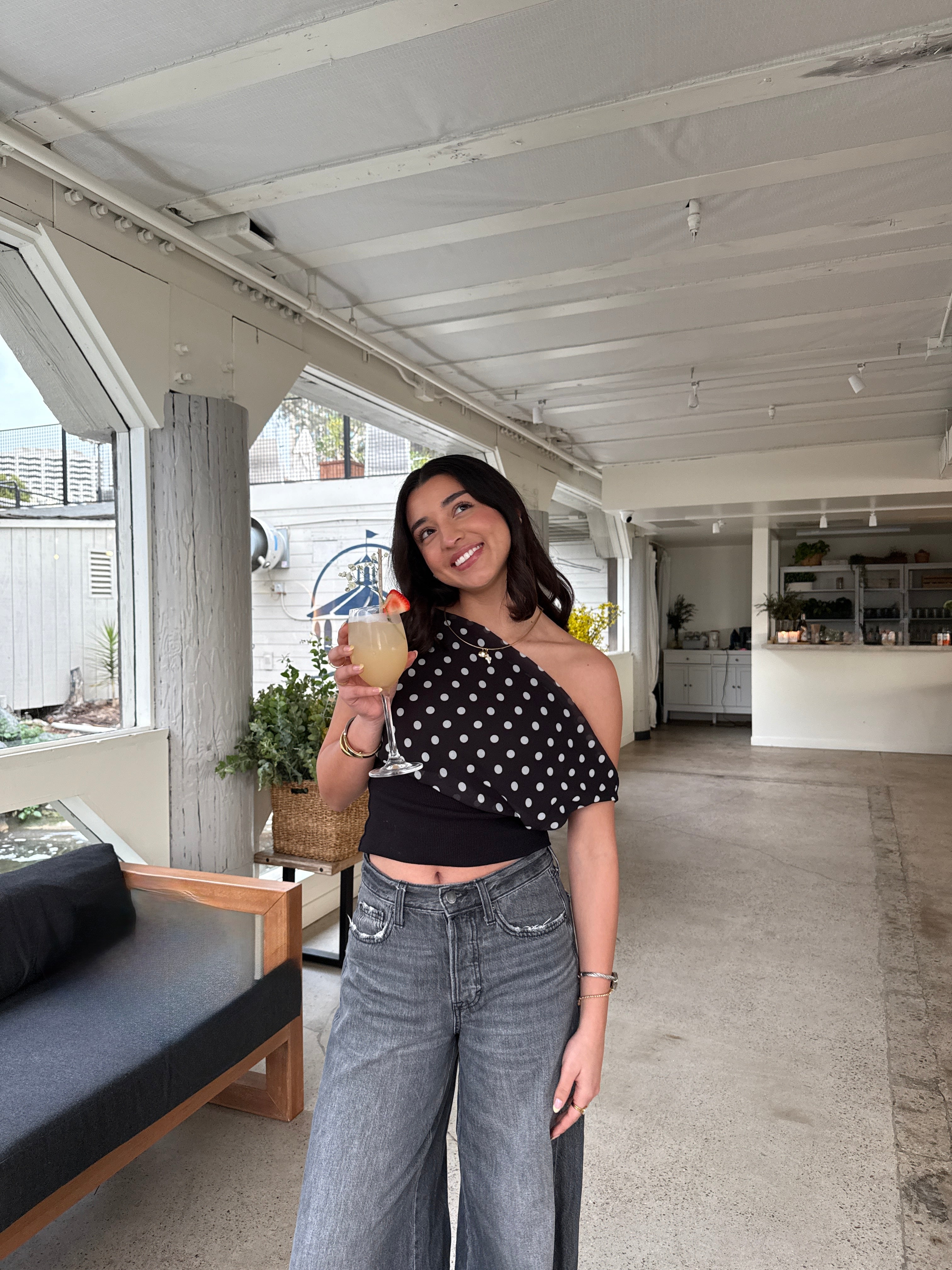 Paziah Top met Stippen | Dames Top met Losse Pasvorm en Geribde Onderzijde