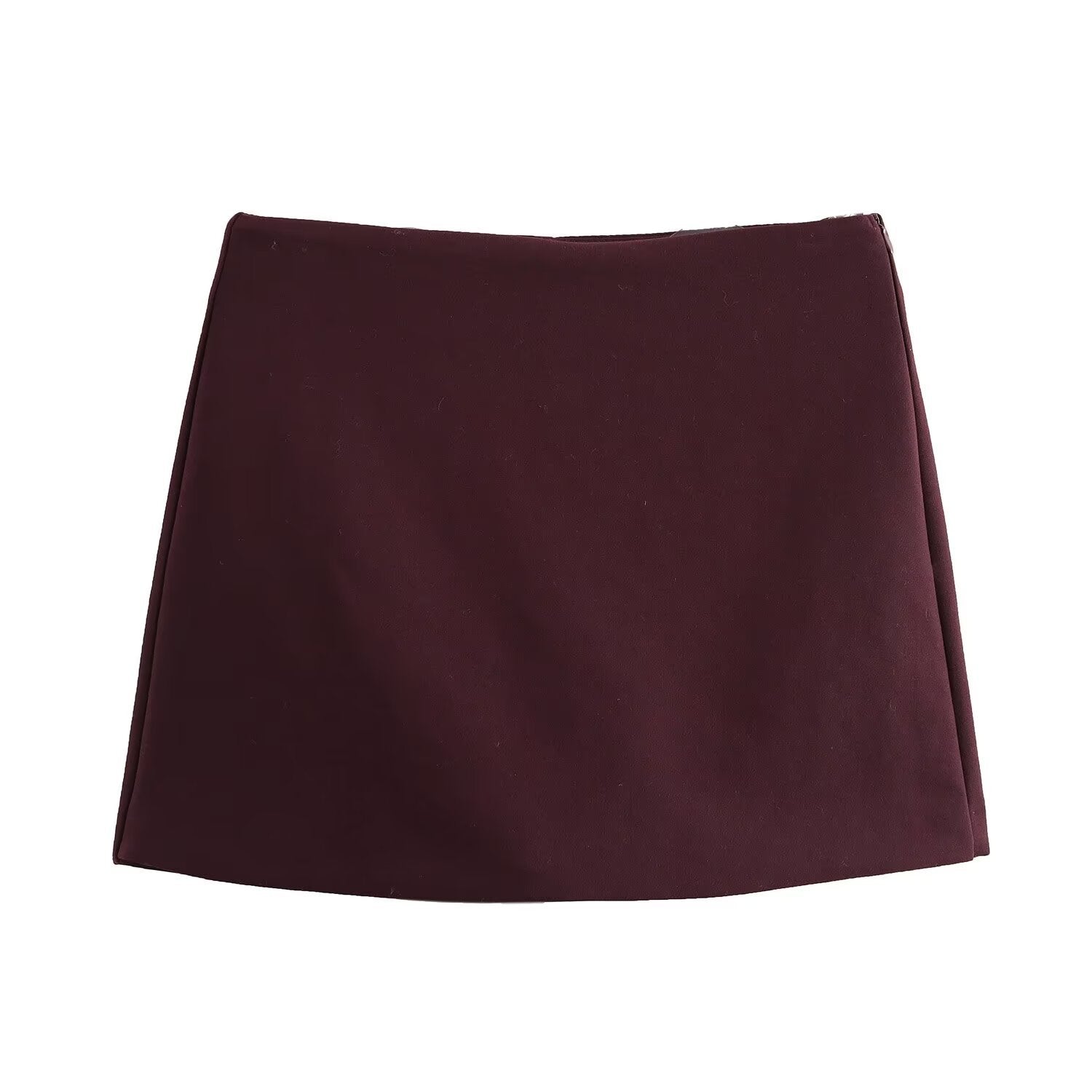 Skort dames | High-waisted rok-broek in Burgundy of Mocha met luxe glans