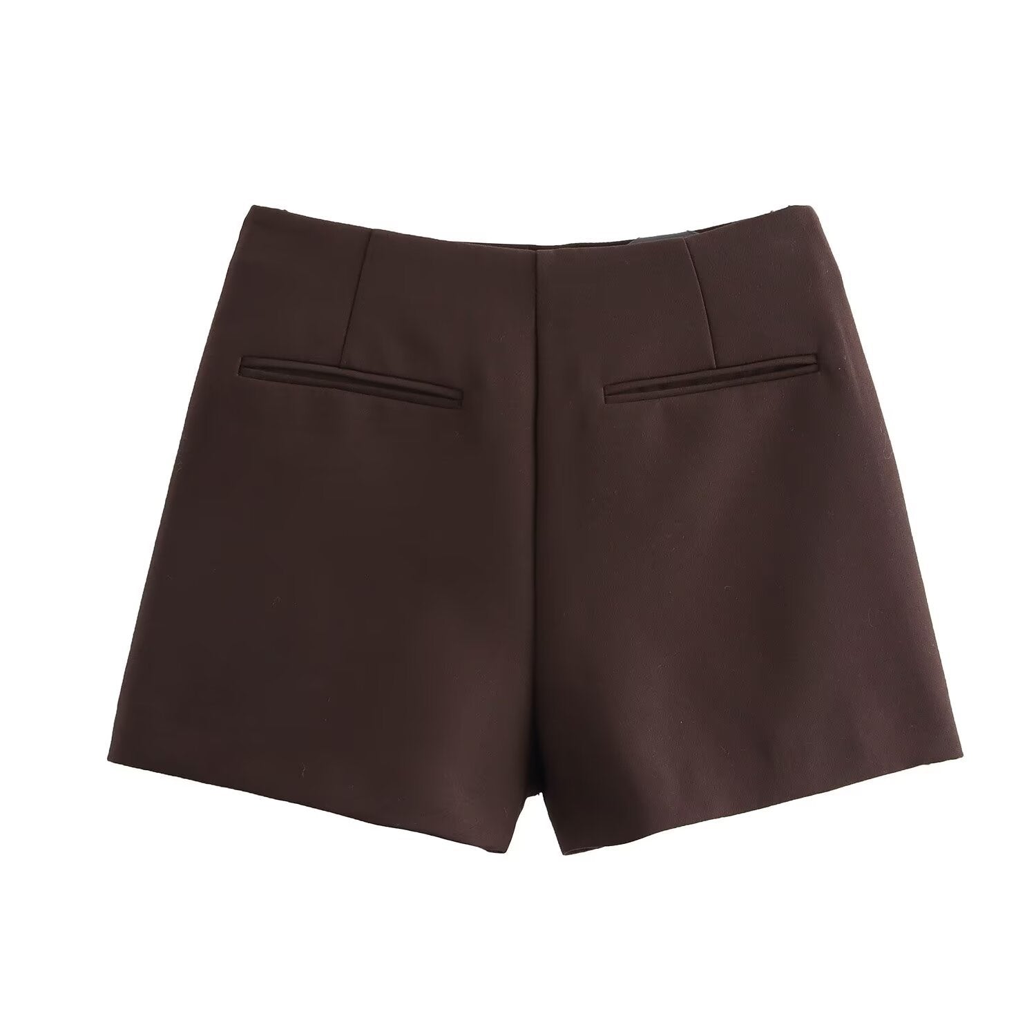 Skort dames | High-waisted rok-broek in Burgundy of Mocha met luxe glans
