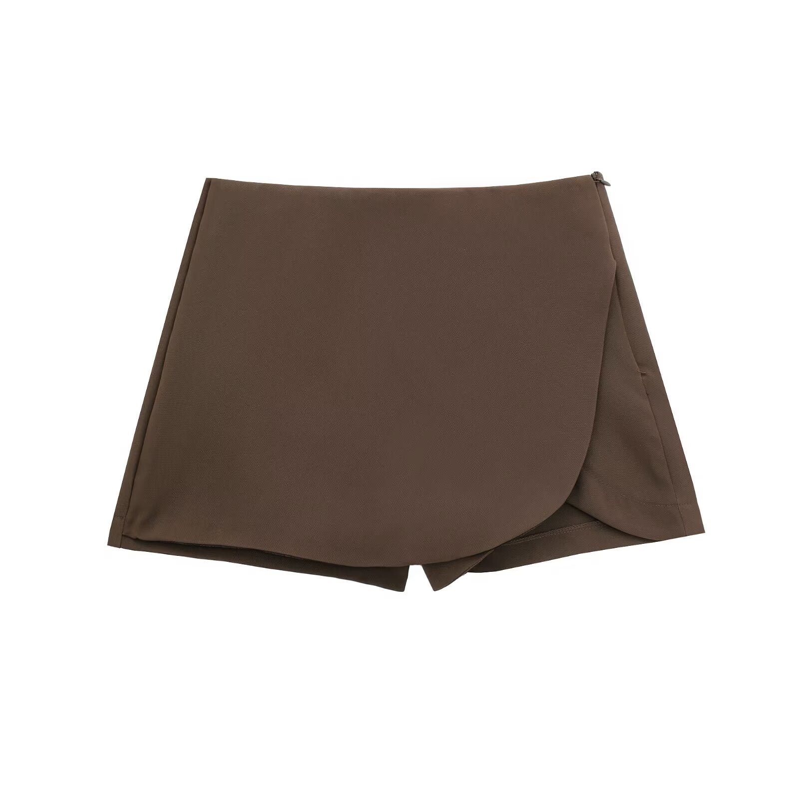 Skort dames | High-waisted rok-broek in Burgundy of Mocha met luxe glans