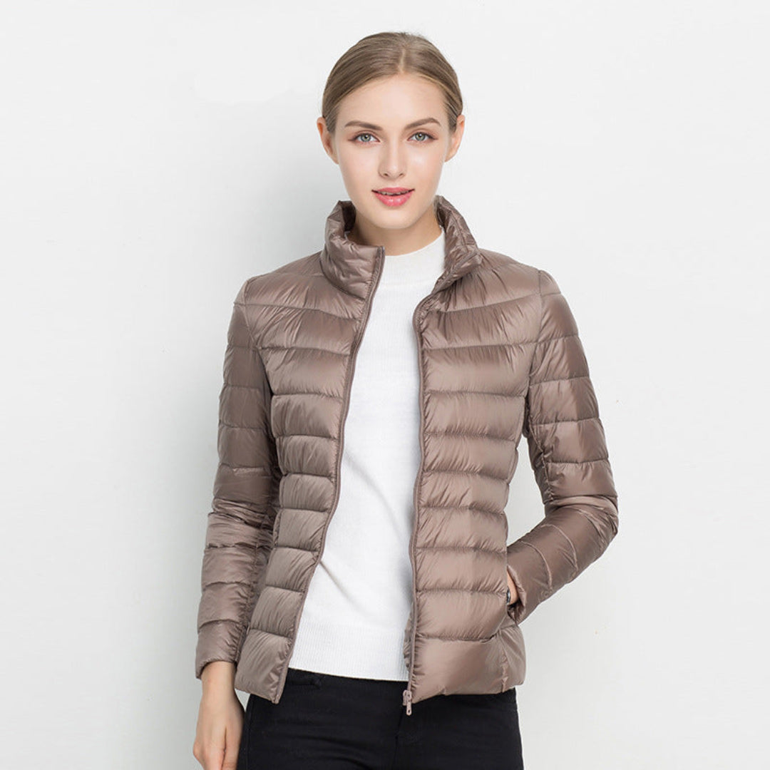Dames Gewatteerde Pufferjas – Lange Mouwen, Warme Winterjas