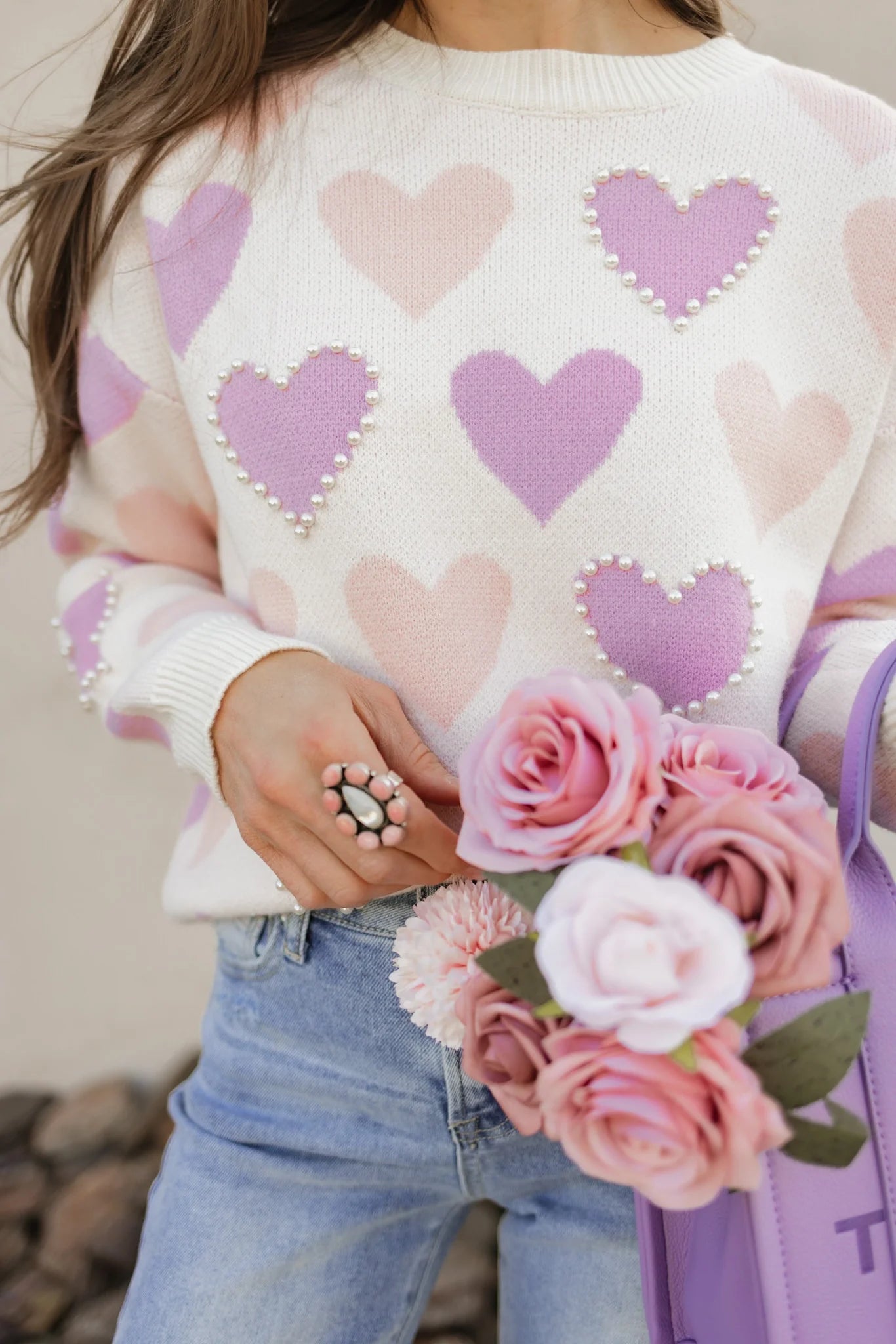 Rowena - Hearts Galore Luxe Trui met Pareldetail