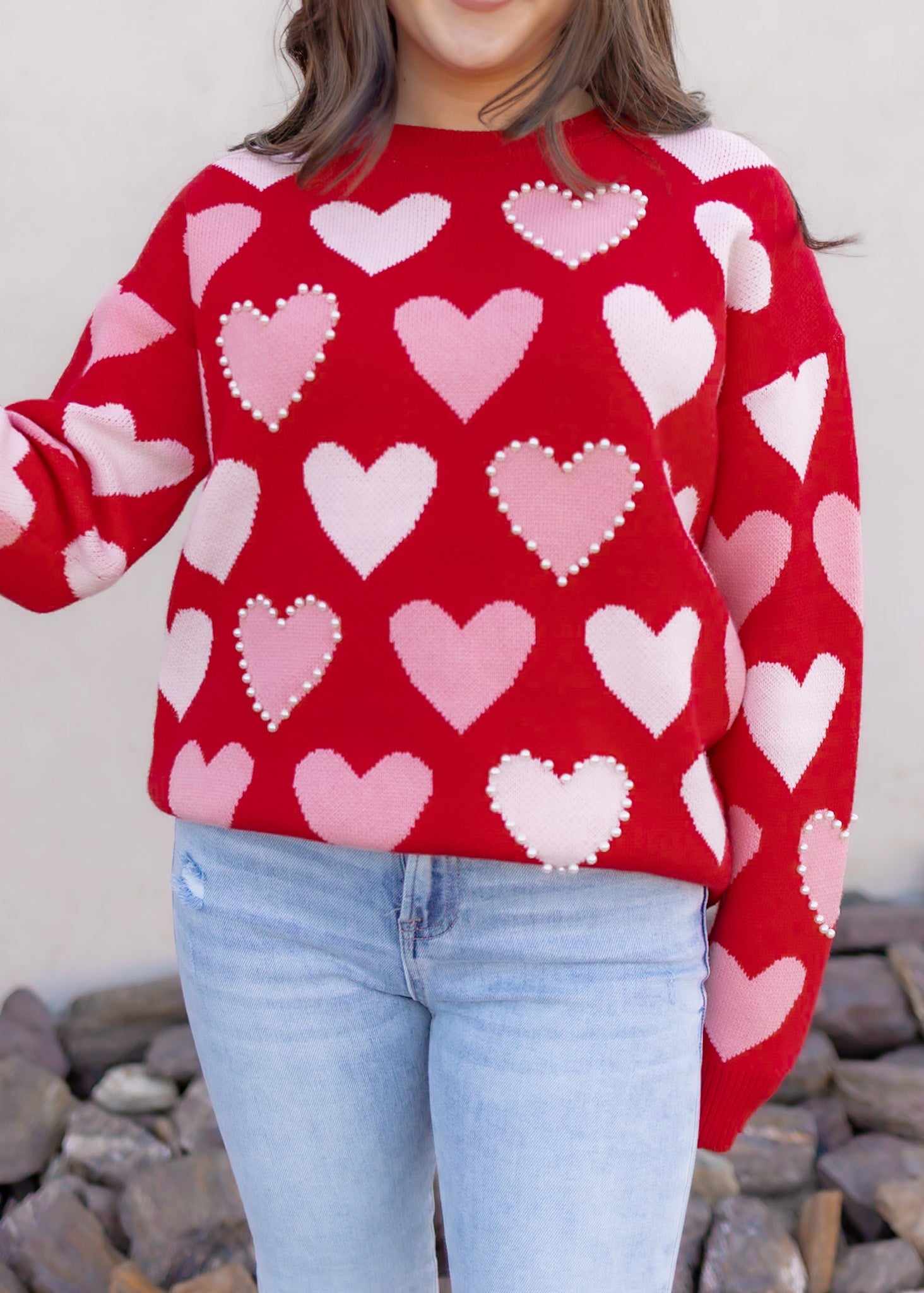 Rowena - Hearts Galore Luxe Trui met Pareldetail