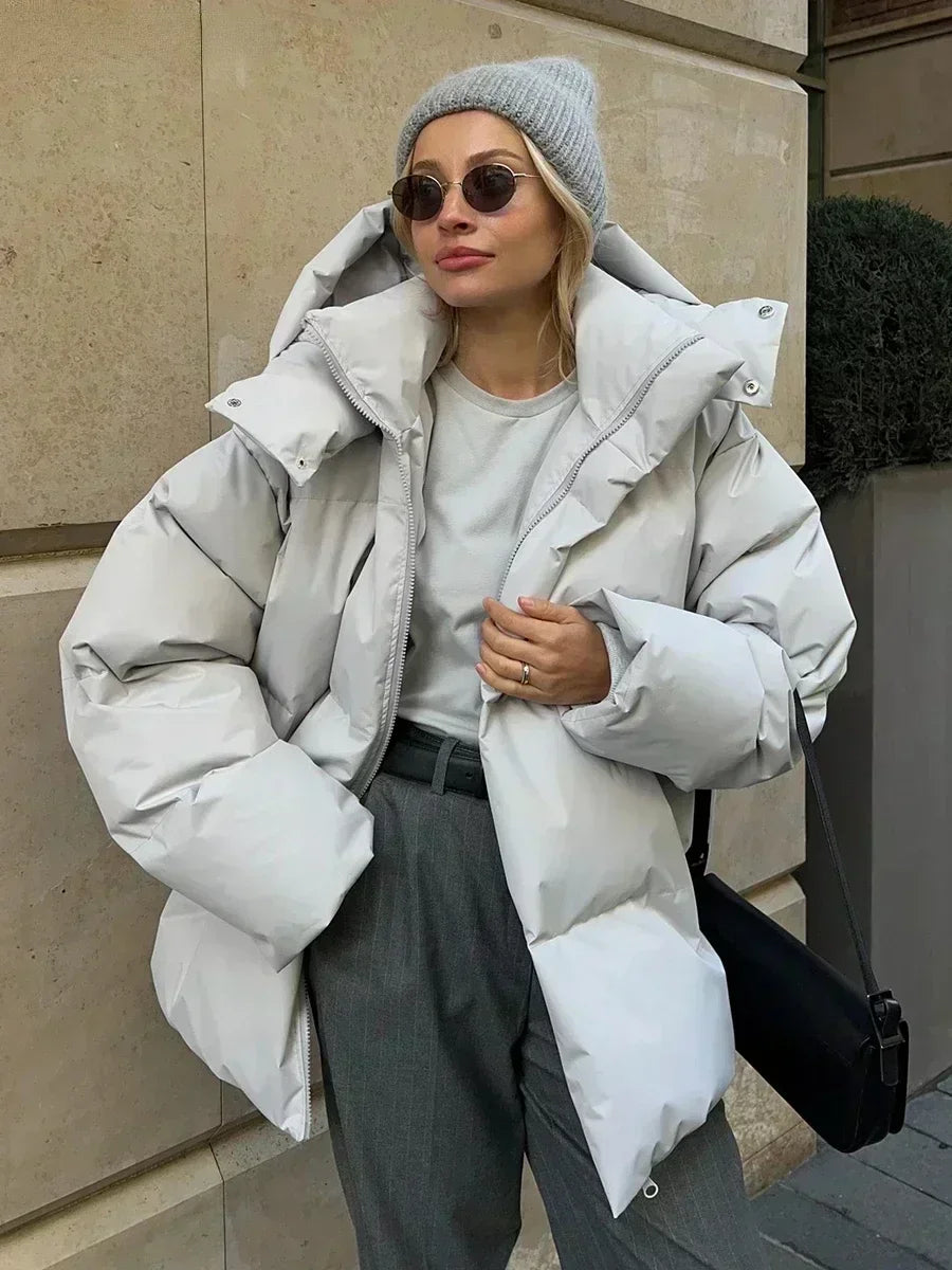 Oversized Winterjas | Dames jas met capuchon en gewatteerde voering