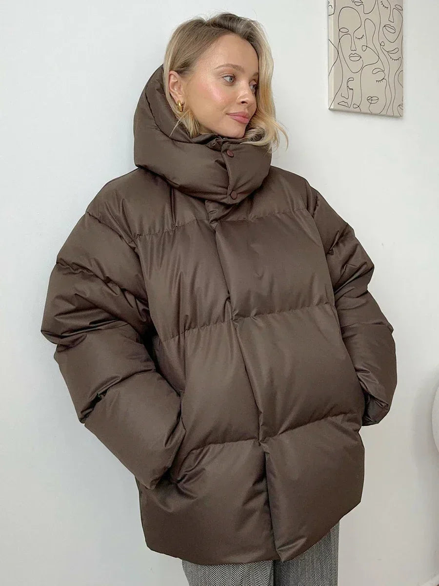 Oversized Winterjas | Dames jas met capuchon en gewatteerde voering