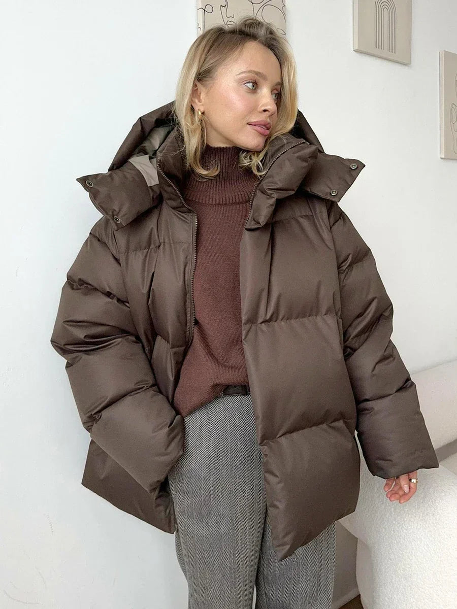 Oversized Winterjas | Dames jas met capuchon en gewatteerde voering