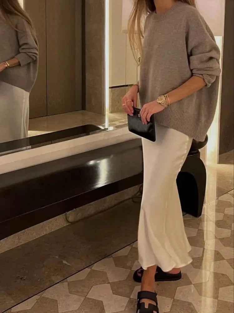 Satijnen midi rok voor dames