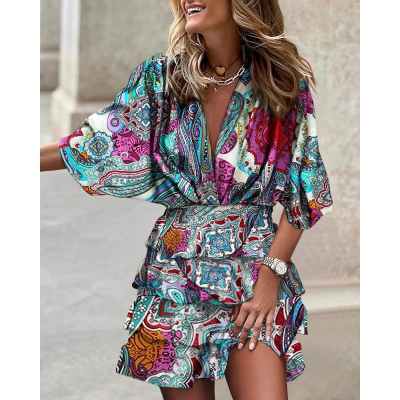Shanelle - Trendy Meerkleurige Zomerjurk