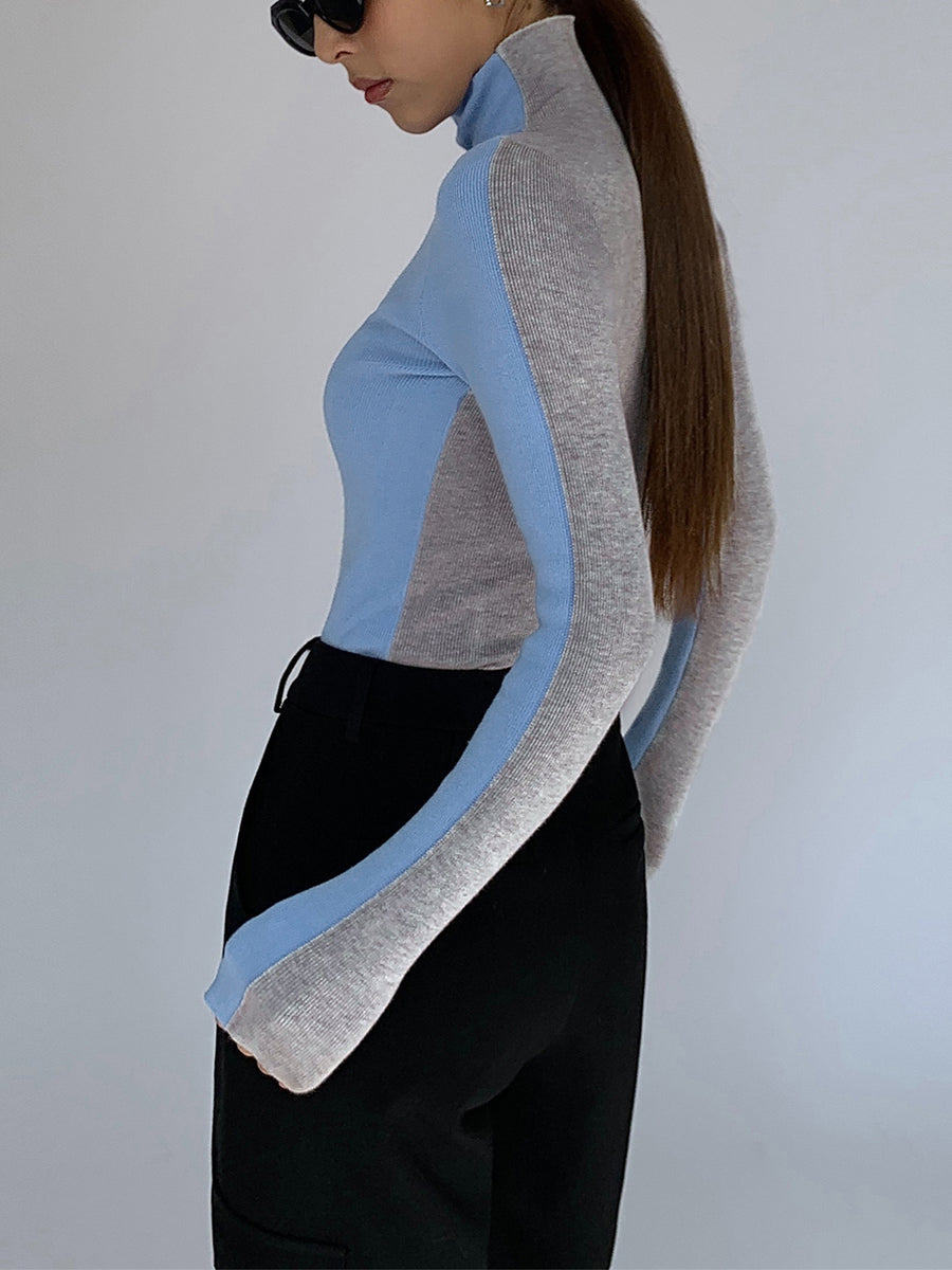 Sienna Gebreide Top | Dames tweekleurige dubbelzijdige top met lange mouwen