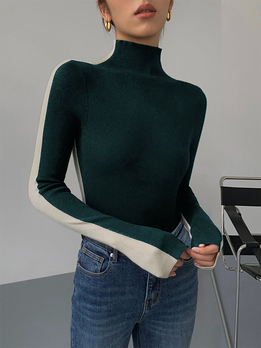 Sienna Gebreide Top | Dames tweekleurige dubbelzijdige top met lange mouwen