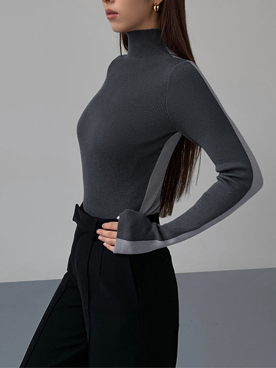 Sienna Gebreide Top | Dames tweekleurige dubbelzijdige top met lange mouwen
