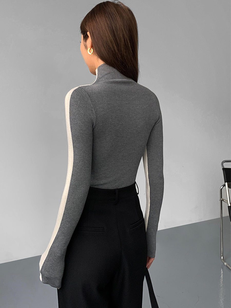 Sienna Gebreide Top | Dames tweekleurige dubbelzijdige top met lange mouwen