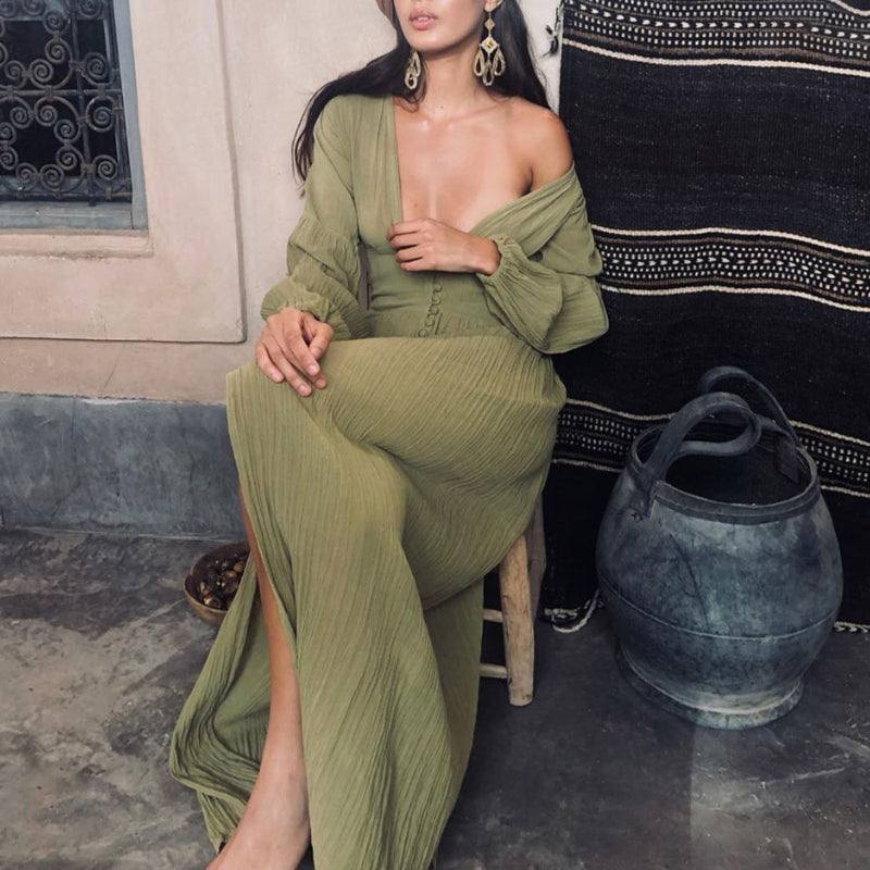 Sierra - Lange Boho V-hals Maxi Jurk