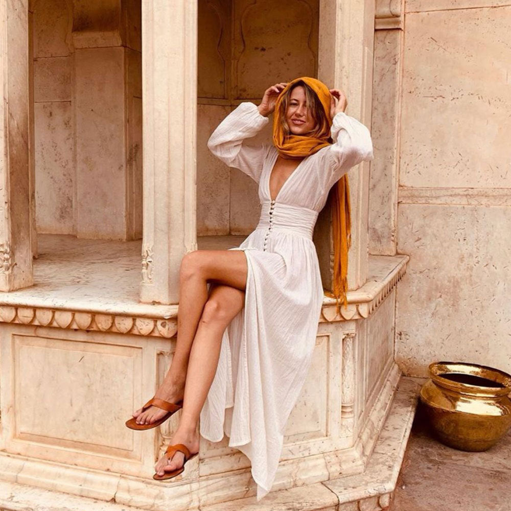 Sierra - Lange Boho V-hals Maxi Jurk