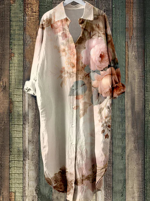 MM | Midi-jurk met knoopjes en bloemenprint