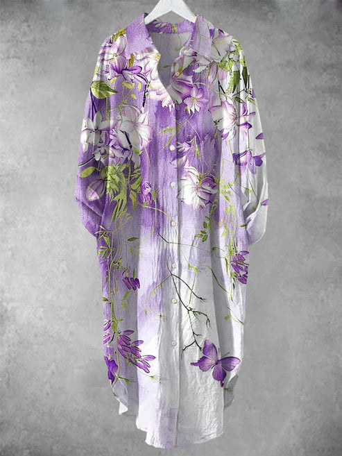 MM | Midi-jurk met knoopjes en bloemenprint