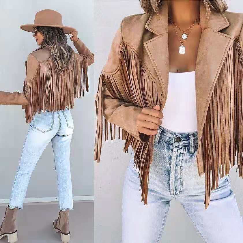 Suede jasje met franjes