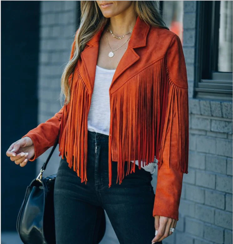 Suede jasje met franjes