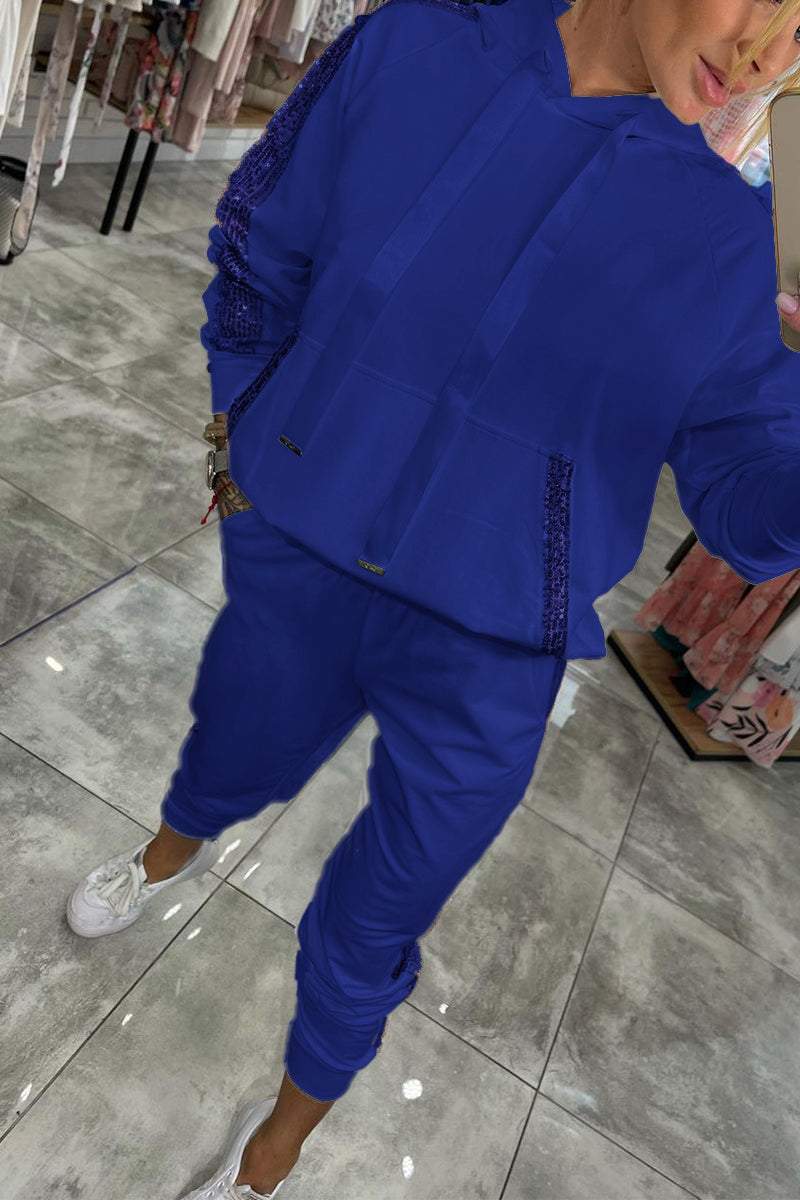 Tammie dames set | Comfortabele hoodie en broek met glitterdetail in herfstkleuren