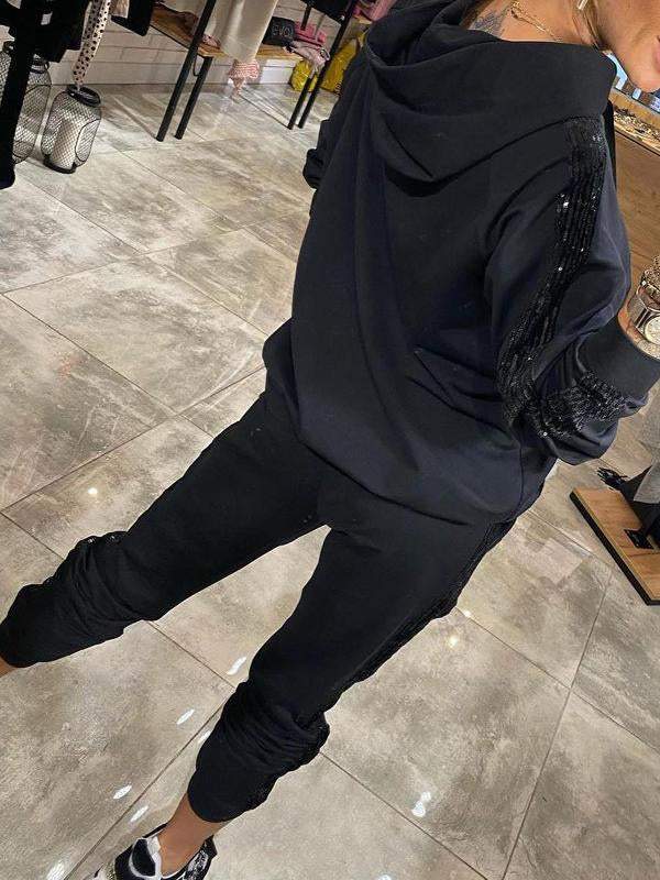 Tammie dames set | Comfortabele hoodie en broek met glitterdetail in herfstkleuren