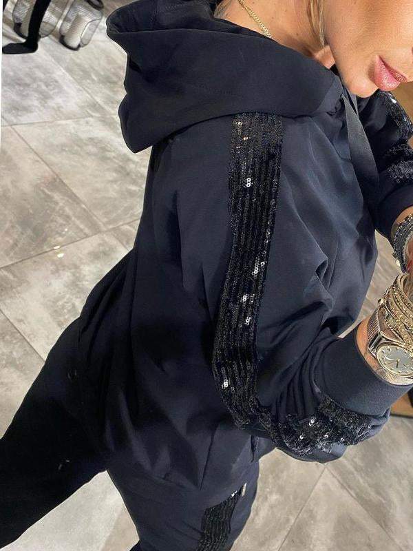 Tammie dames set | Comfortabele hoodie en broek met glitterdetail in herfstkleuren