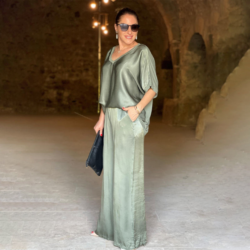 Tyrell - Elegante Oversized Tweedelige Set Met V-Hals