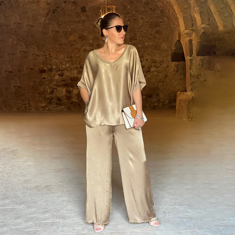 Tyrell - Elegante Oversized Tweedelige Set Met V-Hals