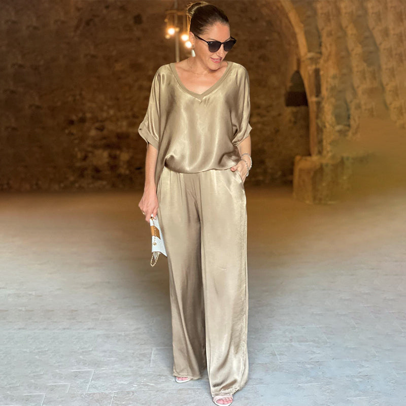Tyrell - Elegante Oversized Tweedelige Set Met V-Hals