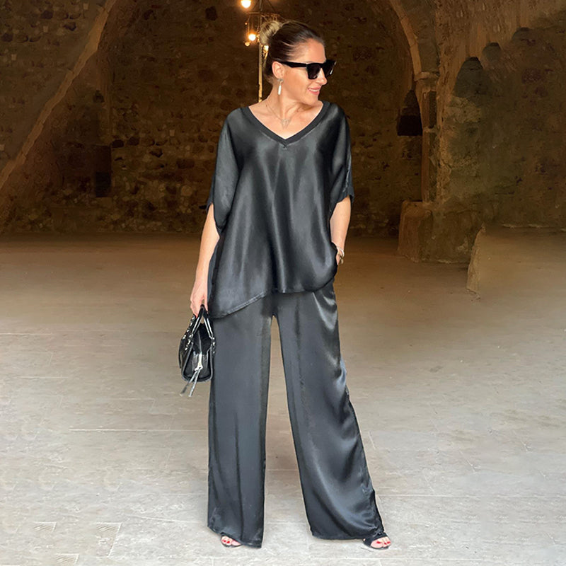 Tyrell - Elegante Oversized Tweedelige Set Met V-Hals