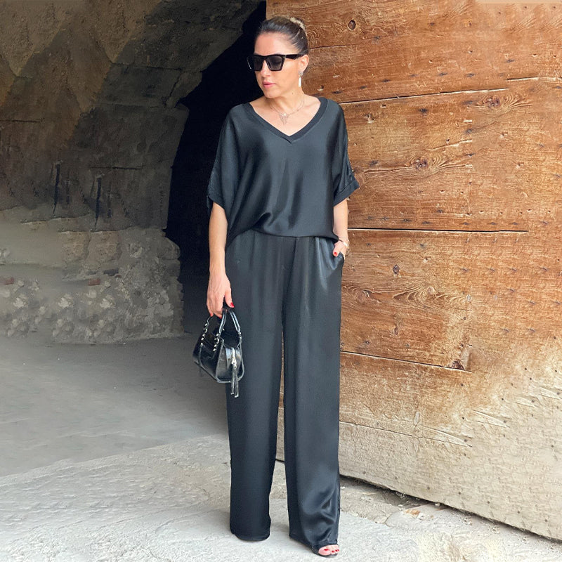 Tyrell - Elegante Oversized Tweedelige Set Met V-Hals