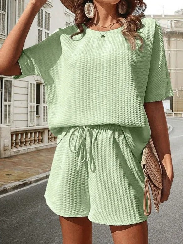 Eefje | Dames Rib-Top & Short Set met Geribde Structuur – Comfortabel & Stijlvol Coördinaat