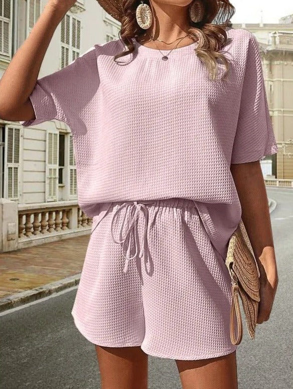 Eefje | Dames Rib-Top & Short Set met Geribde Structuur – Comfortabel & Stijlvol Coördinaat
