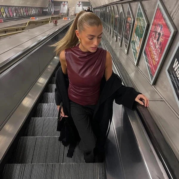 Vegan leren top