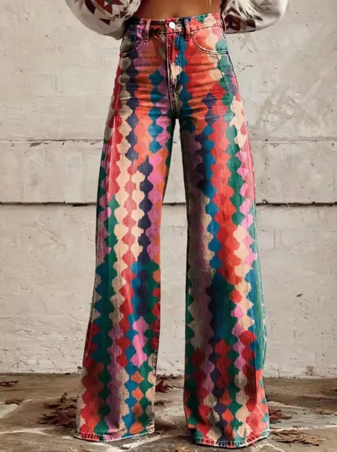 Vina - Stijlvolle Hoge Taille Broek met Unieke Prints