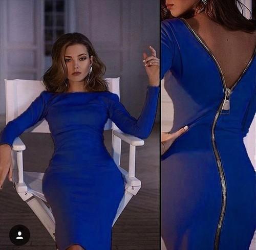 Viy - Elegante Lange Mouw Jurk met Ritssluiting voor Vrouwen