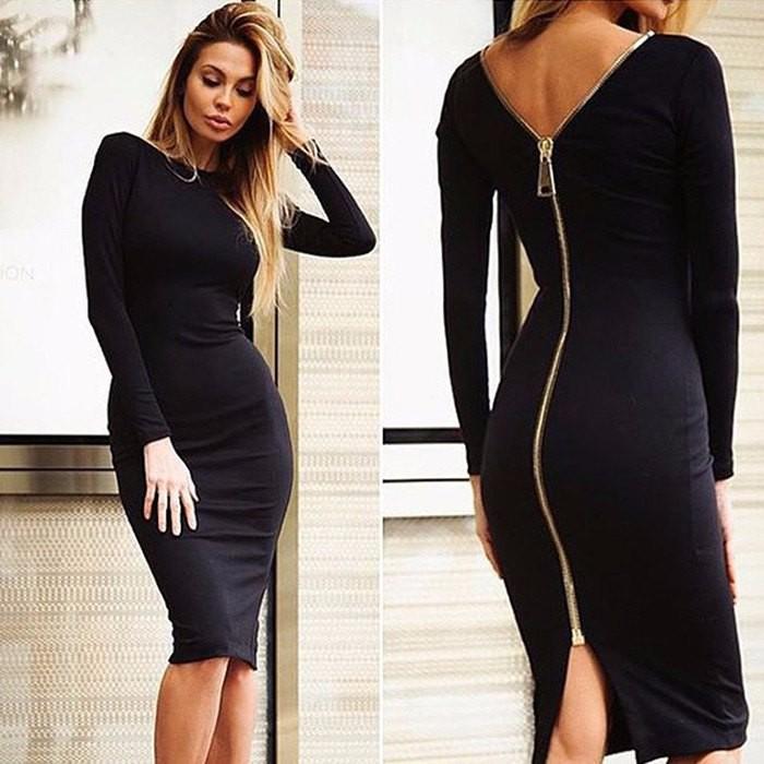 Viy - Elegante Lange Mouw Jurk met Ritssluiting voor Vrouwen