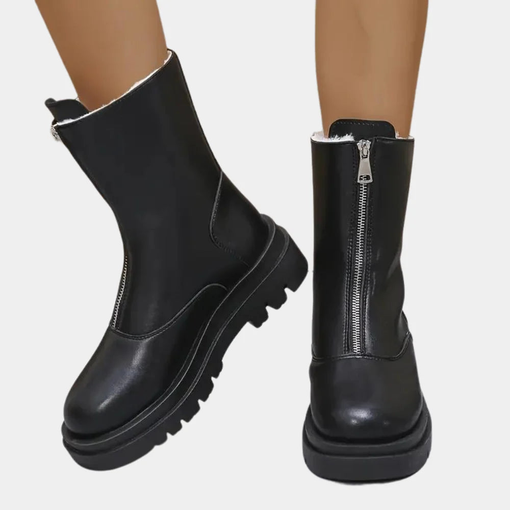 Zwarte winter laarzen met rits