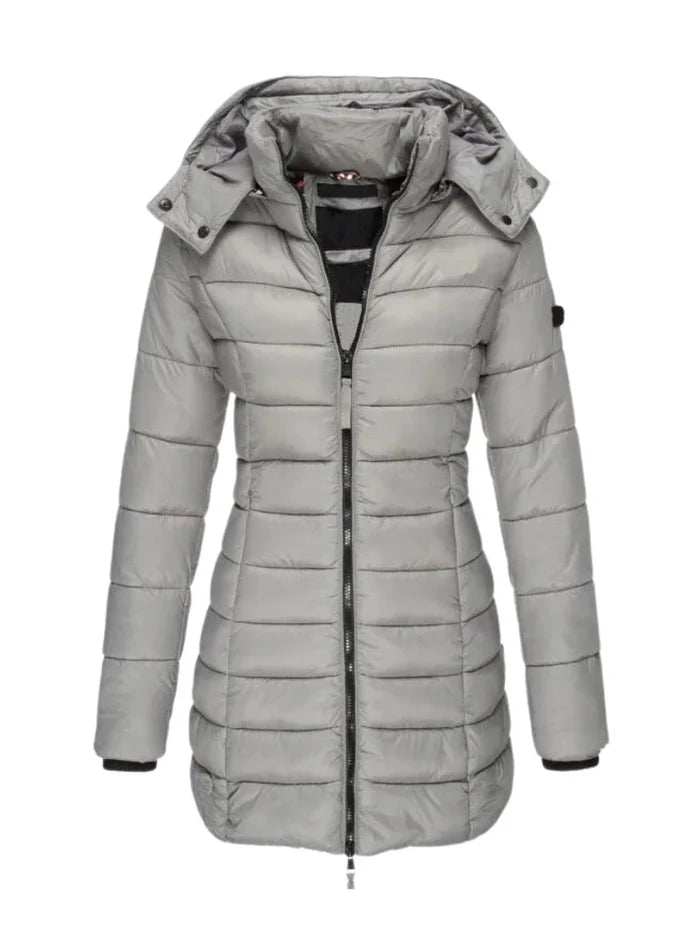 Lange Winterjas | Dames jas met getailleerd design en waterafstotende stof