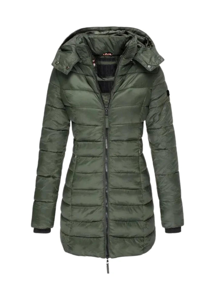 Lange Winterjas | Dames jas met getailleerd design en waterafstotende stof