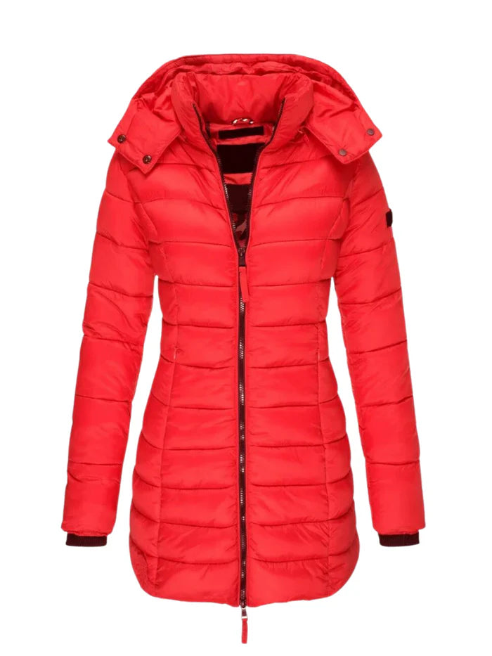 Lange Winterjas | Dames jas met getailleerd design en waterafstotende stof