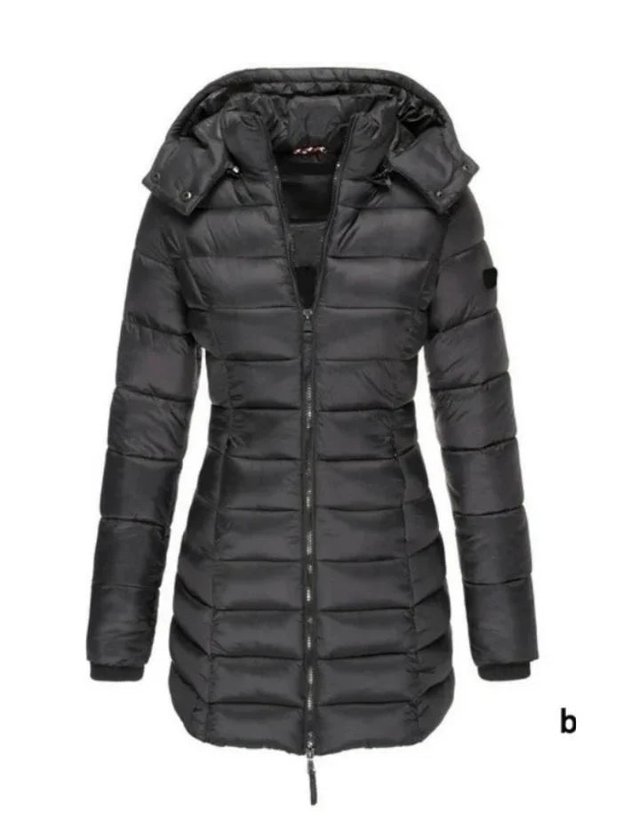 Lange Winterjas | Dames jas met getailleerd design en waterafstotende stof