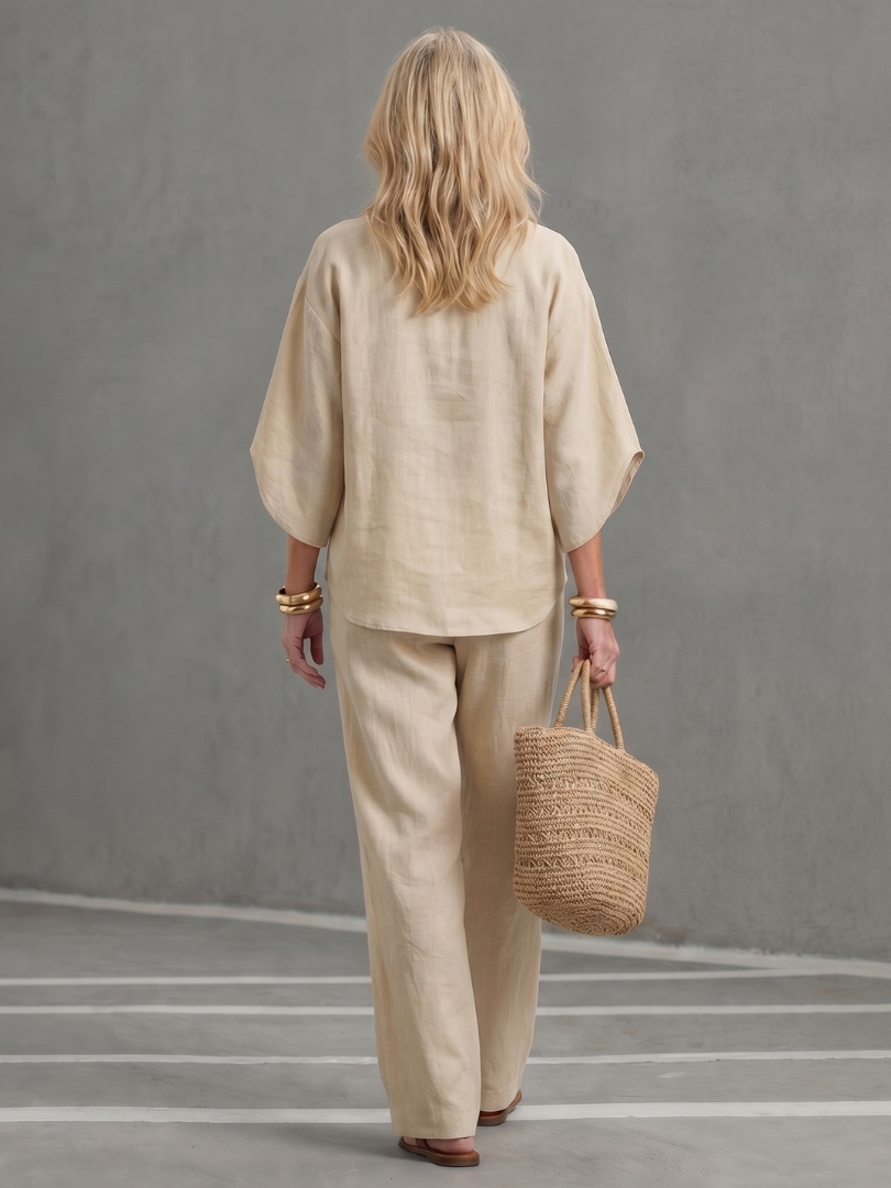 Dames Getailleerde Set – Geschikt voor Casual en Dagelijks Gebruik, Met Knopen, Ideaal voor Lente en Zomer